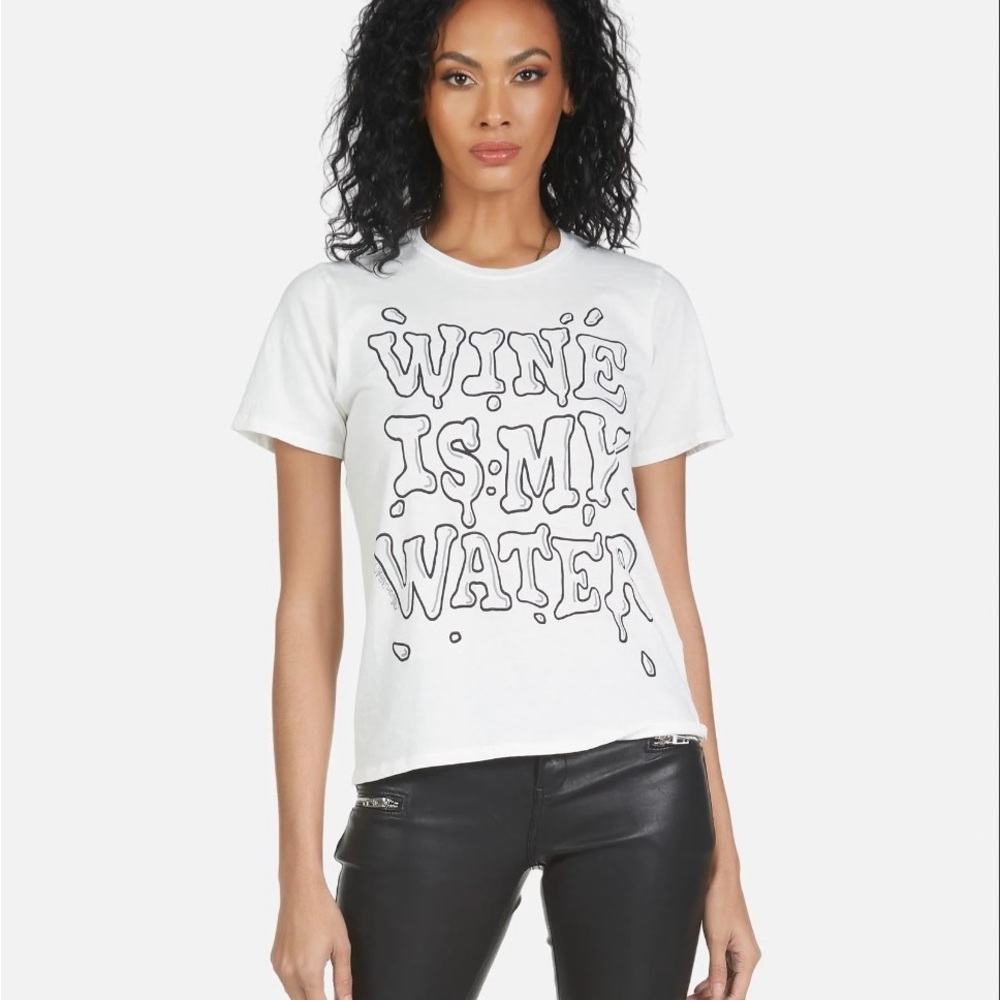 Lauren Moshi White Graphic Tee with Bold Text